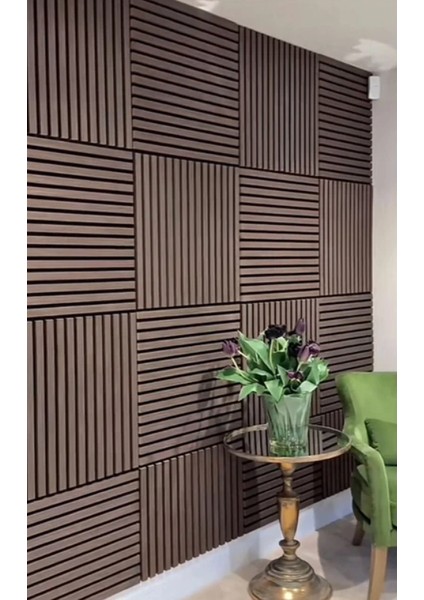 Ceviz Renk Akustik Duvar Paneli 50X50 cm – Mdf & Keçe Tabanlı Dekoratif Panel