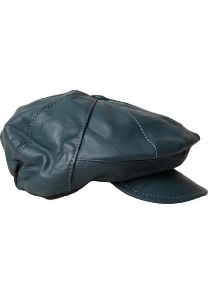Hakiki Deri Kasket Şapka Erkek Yeşil Rengi HAKIKIDERIYEŞILKASKET11