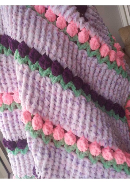 Sonbahar Bahçesi Laleli Kadife Bebek Battaniyesi