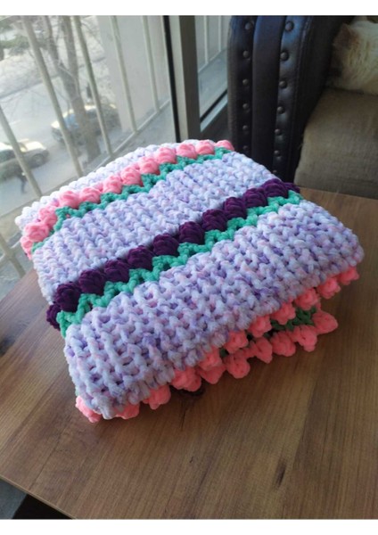 Sonbahar Bahçesi Laleli Kadife Bebek Battaniyesi