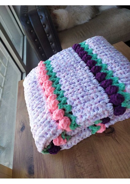 Sonbahar Bahçesi Laleli Kadife Bebek Battaniyesi