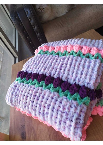 Sonbahar Bahçesi Laleli Kadife Bebek Battaniyesi