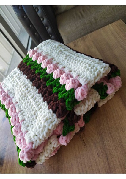 Kış Bahçesi Laleli Kadife Bebek Battaniyesi