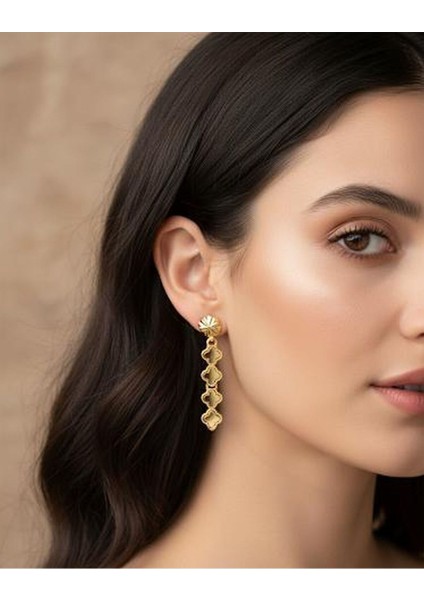 22 Ayar Altın Kaplama Kolye Küpe Bileklik 3’lü Takı Seti | Kadın Altın Renk Zarif Kombin modelleri