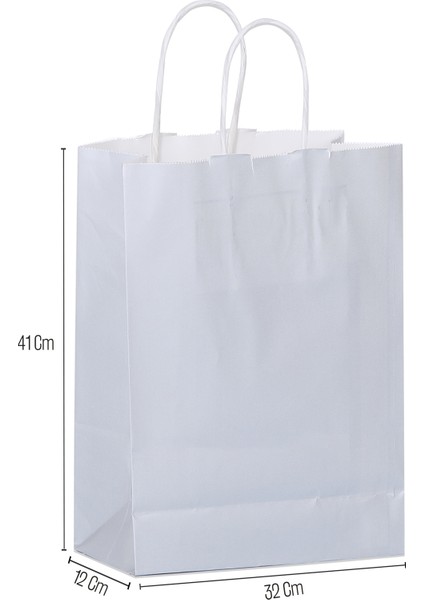 32*41*12 Gri Saplı Kağıt Çanta 24 Adet