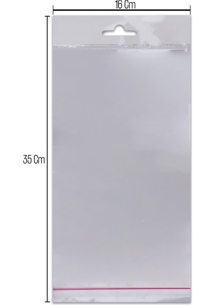 16*35 Sedefli Askılı (Askı Kısmı Beyaz) Bantlı OPP (Parlak-Şeffaf) Jelatin 100 Adet