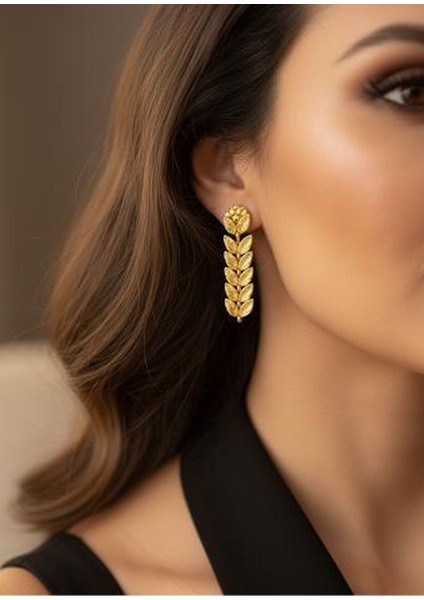 22 Ayar Altın Kaplama Kolye Küpe Bileklik Seti | 3’lü Takı Seti | Kadın Altın Renk Zarif Şık Kombin modelleri