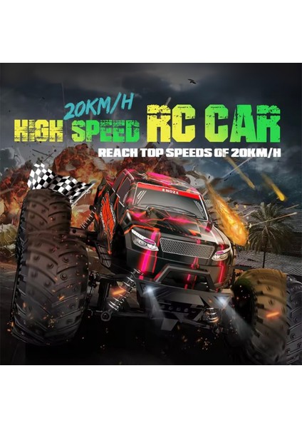 Oyuncak Uzaktan Kumandalı 4x2 Rock Crawler Arazi Aracı LED Işıklı Şarjlı Full Fonksiyon +20 Km Hız Yapan Arazi Aracı Kırmızı Yeşil ve Kırmızı