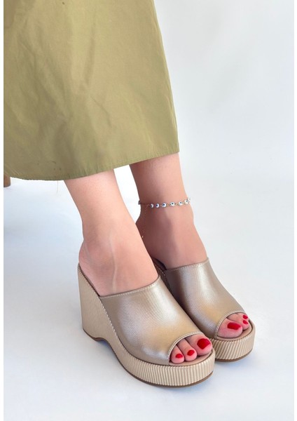 Eyesof Tlay Bej Cilt Dolgu Topuk Terlik