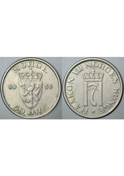 Norveç 50 Öre 1955.