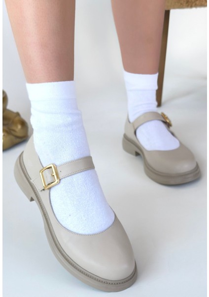 Eyesof Yokox Bej Cilt Oxford Ayakkabı