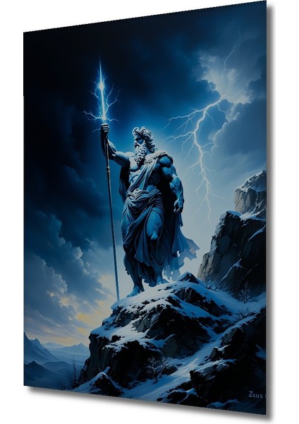 Zeus Tanrı Dağ Zirvesi Yağlı Boya Görünümlü Dekoratif Ahşap Ev/işyeri/ofis Kare Tablo fiyatları