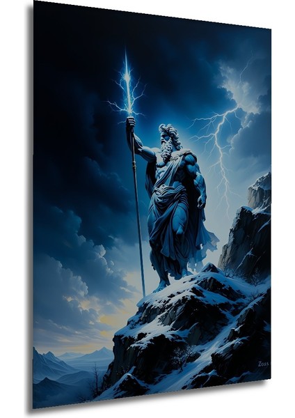 Zeus Tanrı Dağ Zirvesi Yağlı Boya Görünümlü Dekoratif Ahşap Ev/işyeri/ofis Kare Tablo modelleri