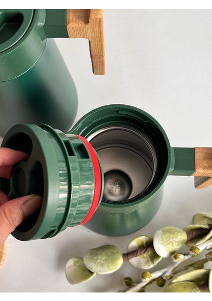 North Bambu Saplı Çelik Termos Yeşil 2'li fiyatları