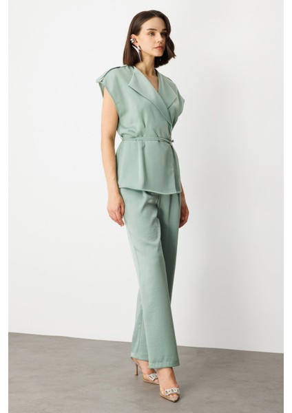 Kadın Tek Pile Bol Paça Pantolon 4266 Mint fiyatları