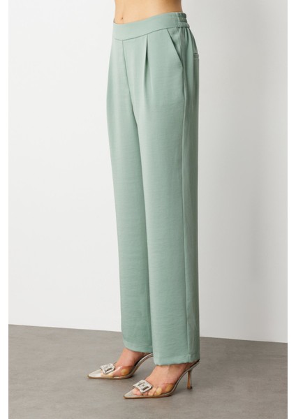 Kadın Tek Pile Bol Paça Pantolon 4266 Mint modelleri