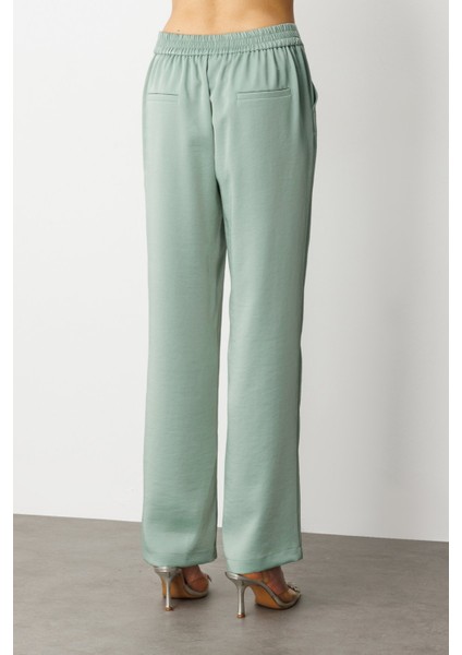 Kadın Tek Pile Bol Paça Pantolon 4266 Mint fırsatları