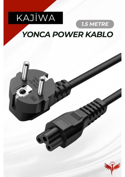 1.5 Metre Yonca Power Kablo - Notebook Adaptör Güç Kablosu 3*0.5mm 10A-16A 250V 500W 1.5mt