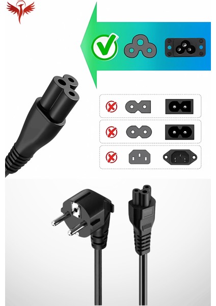 1.5 Metre Yonca Power Kablo - Notebook Adaptör Güç Kablosu 3*0.5mm 10A-16A 250V 500W 1.5mt fırsatları