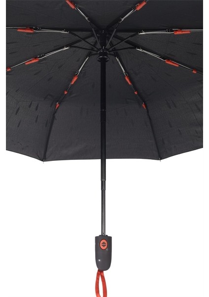 Yağmur Damlası Desenli Tam Otomatik Lux Kadın Şemsiyesi Siyah indirimleri