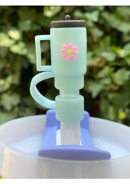 1 Adet Renkli 10 mm Için Pipet Tıpası Çiçekli Pipet Kapağı Quencher Pipet Tıpası 40 Oz ve 30 Oz Uyumlu