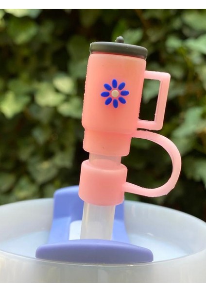 1 Adet Renkli 10 mm Için Pipet Tıpası Çiçekli Pipet Kapağı Quencher Pipet Tıpası 40 Oz ve 30 Oz Uyumlu