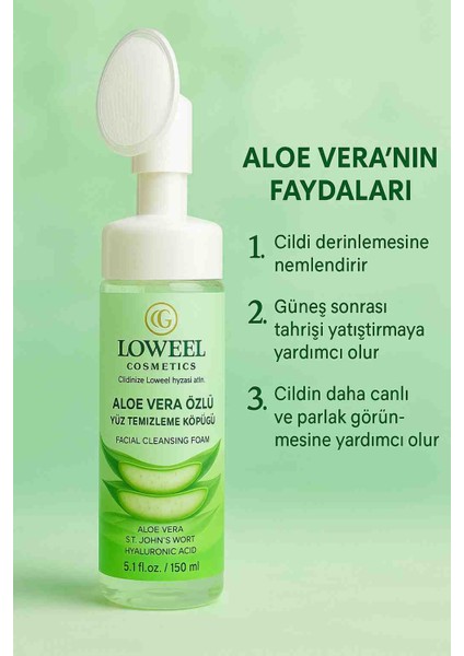 Aloe Vera Fırçalı Yüz Temizleme Köpüğü 150 ml – Derin Gözenek Temizliği