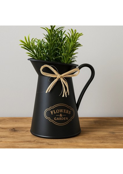 Dekoratif Plastik Saksıda Yapay Bitki Siyah Plastik Sürahi Form 10X25 cm fırsatları