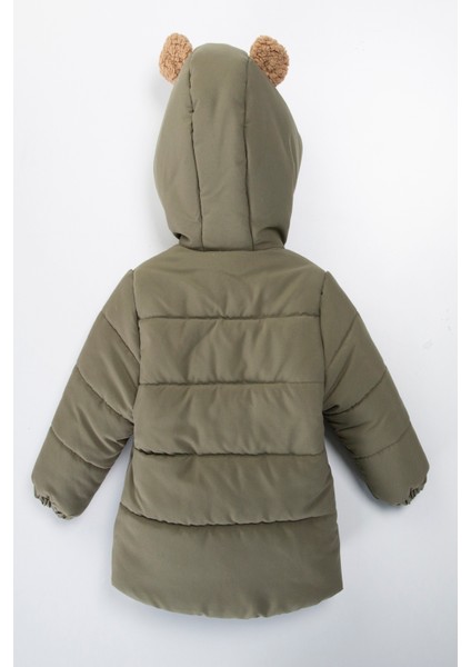 Trend Sevimli Ayıcık Içi Peluş Kürk Astarlı Fermuarlı Kapitone Kapüşonlu Kalın Kışlık Kaban-Mont fırsatları