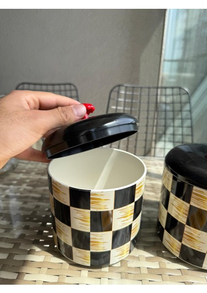 3'lü Premium Damalı Baharatlık Seti Küçük Etiket Hediyeli fiyatları