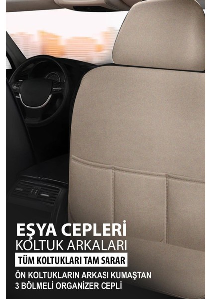 Skoda Kamic 2019 ve Sonrası Bej Başak Serisi Tay Tüyü Koltuk Kılıfı Seti (Ön–arka, Başlıklı, Yan Airbag Uyumlu) modelleri