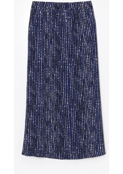 Lcw Grace Indigo Beli Lastikli Desenli Kadın Etek