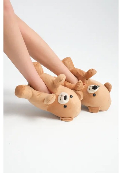 Ayıcık Figürlü Kadın Panduf, Sevimli Peluş Panduf, Ses Çıkarmaz Taban Panduf , Kadın Peluş Panduf fırsatları