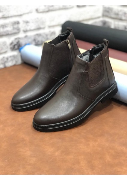 Hakiki Deri Ortopedik Büyük Numara 45-46-47 Kürklü Kışlık Erkek Bot