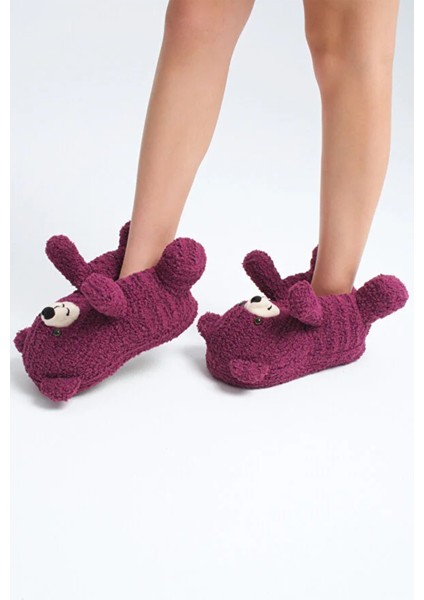 Ayıcık Figürlü Kadın Panduf, Sevimli Peluş Panduf, Ses Çıkarmaz Taban Panduf , Kadın Peluş Panduf modelleri