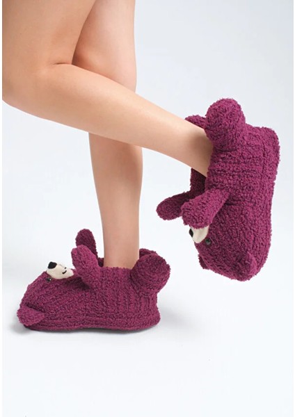 Ayıcık Figürlü Kadın Panduf, Sevimli Peluş Panduf, Ses Çıkarmaz Taban Panduf , Kadın Peluş Panduf indirimleri