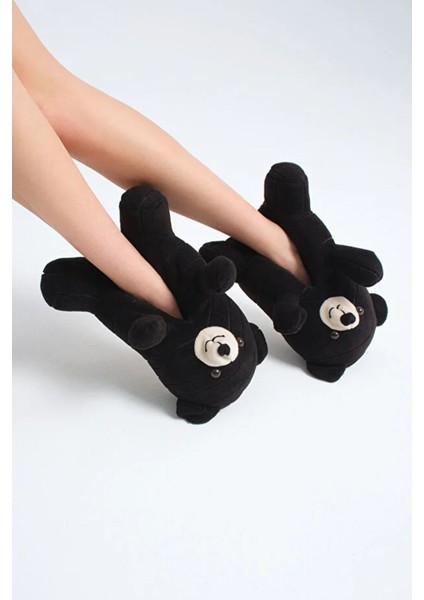 Ayıcık Figürlü Kadın Panduf, Sevimli Peluş Panduf, Ses Çıkarmaz Taban Panduf , Kadın Peluş Panduf fiyatları