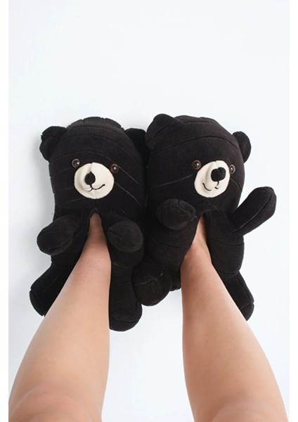 Ayıcık Figürlü Kadın Panduf, Sevimli Peluş Panduf, Ses Çıkarmaz Taban Panduf , Kadın Peluş Panduf fırsatları