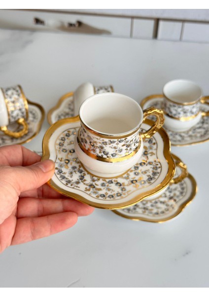 Türk Kahve Fincanı Daisy Siyah 6 Kişilik 12 Parça fiyatları