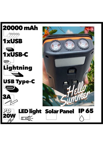 Güneş Enerjili 20000 Mah Powerbank Solar 4 Panel Su Geçirmez Hızlı Pd 20W Hızlı Şarj modelleri