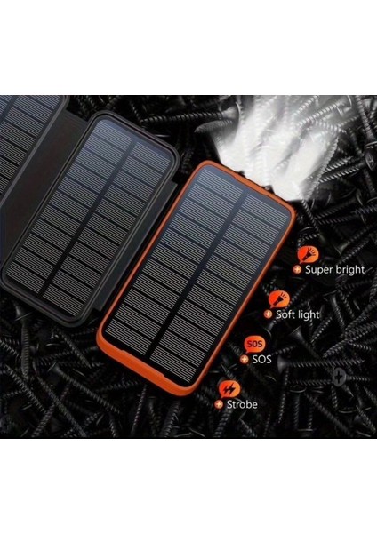 Güneş Enerjili 20000 Mah Powerbank Solar 4 Panel Su Geçirmez Hızlı Pd 20W Hızlı Şarj fırsatları