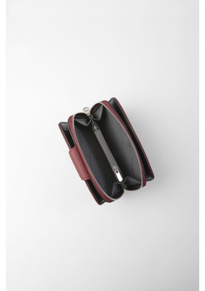 Orta Boy Çıt Çıt Detaylı Kadın Cüzdan - 65300 - Bordo/siyah fırsatları