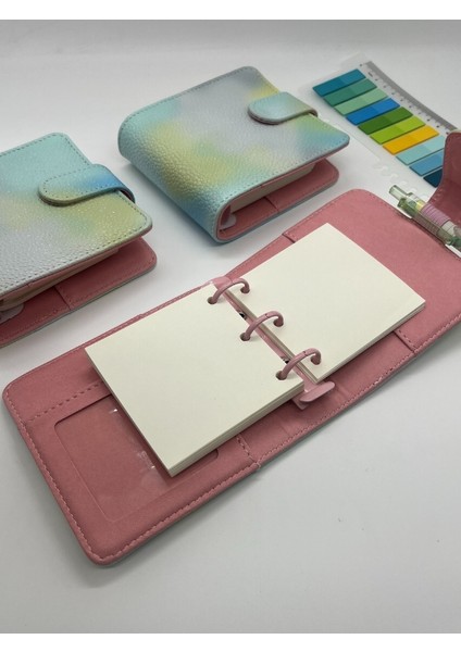 Mini Boy Sarı Yeşil Tonları Mıknatıslı Pu Deri Kapaklı Sürdürülebilir Ajanda/ Planner/ Binder Defter – 160 Sayfa (Çizgisiz, Değiştirilebilir Sayfa) fiyatları