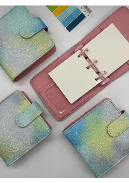 Mini Boy Sarı Yeşil Tonları Mıknatıslı Pu Deri Kapaklı Sürdürülebilir Ajanda/ Planner/ Binder Defter – 160 Sayfa (Çizgisiz, Değiştirilebilir Sayfa) fırsatları