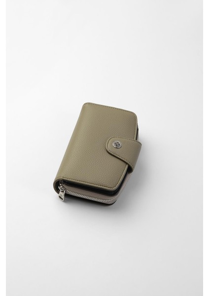 Orta Boy Çıt Çıt Detaylı Kadın Cüzdan/portföy - 65300 - Haki/siyah modelleri