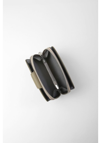 Orta Boy Çıt Çıt Detaylı Kadın Cüzdan/portföy - 65300 - Haki/siyah fırsatları