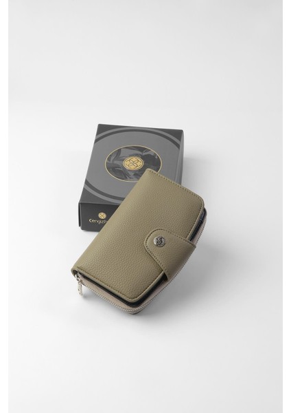 Orta Boy Çıt Çıt Detaylı Kadın Cüzdan/portföy - 65300 - Haki/siyah indirimleri