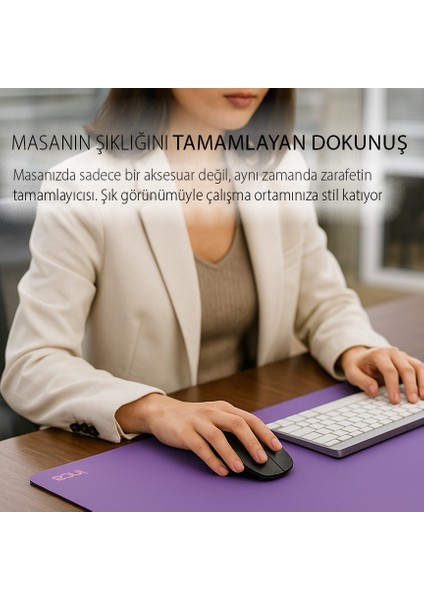 IMP-019 Pu Deri Mousepad Çift Taraflı Masa Matı 80X30 Kaymaz Su Geçirmez