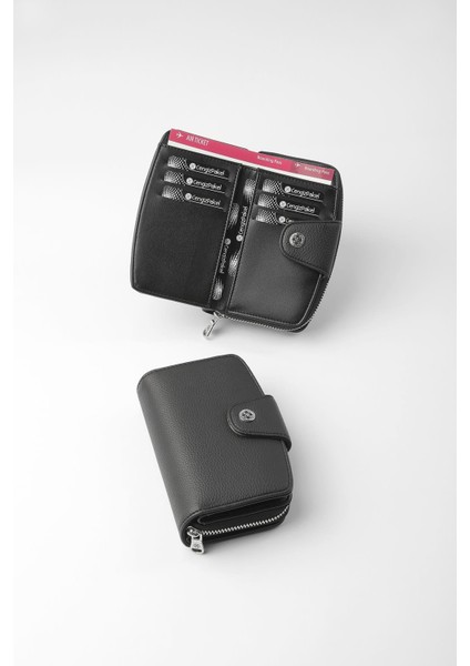 Orta Boy Çıt Çıt Detaylı Kadın Cüzdan/portföy - 65300 - Siyah
