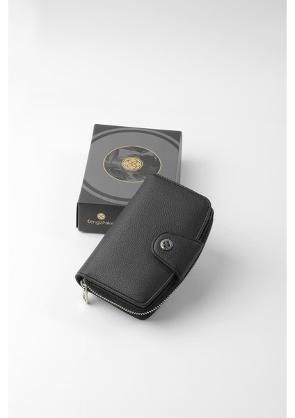 Orta Boy Çıt Çıt Detaylı Kadın Cüzdan/portföy - 65300 - Siyah indirimleri